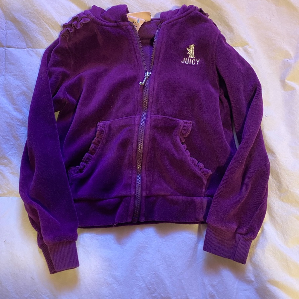 Juicy Couture Velour Zip Up Hoodie Purple 4T
